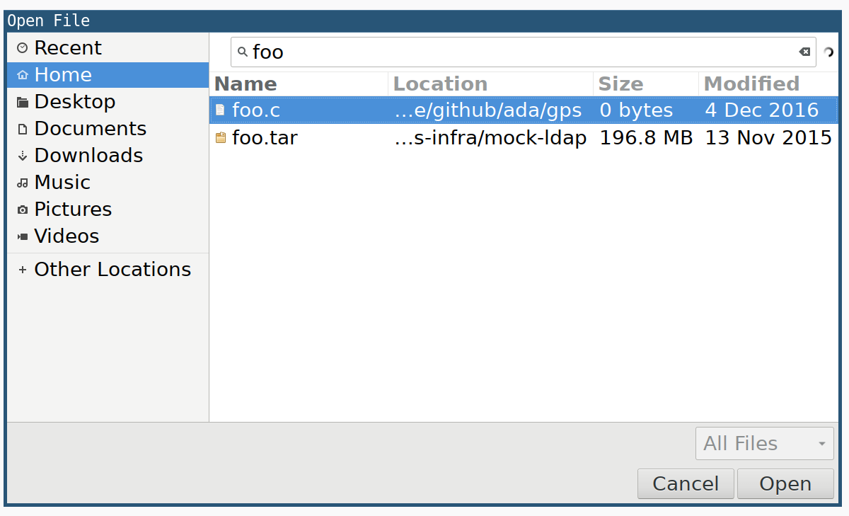 Open File Dialog Search